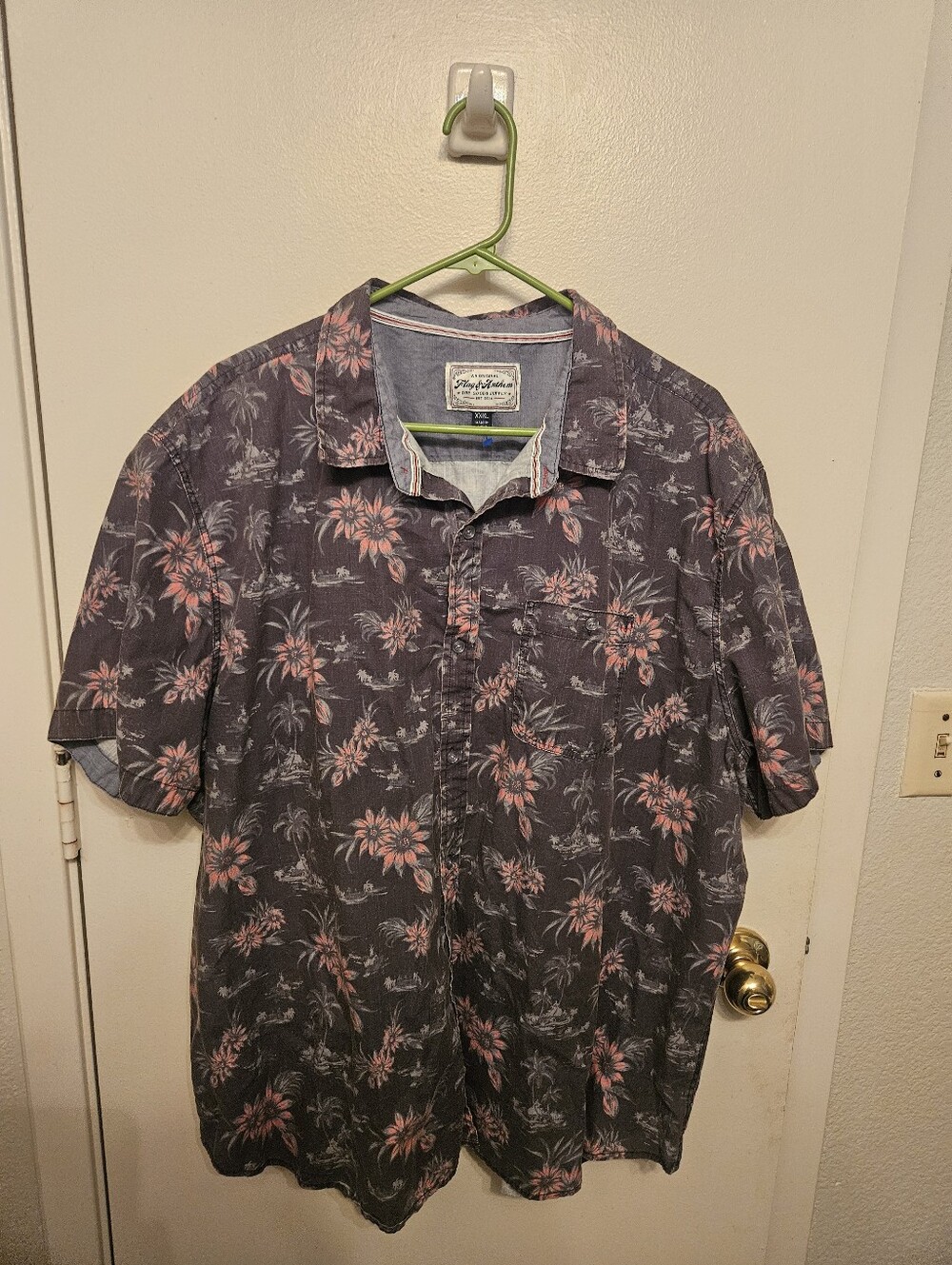 Flag and Anthem Hawaiian Shirt Mens XXXL Red Black